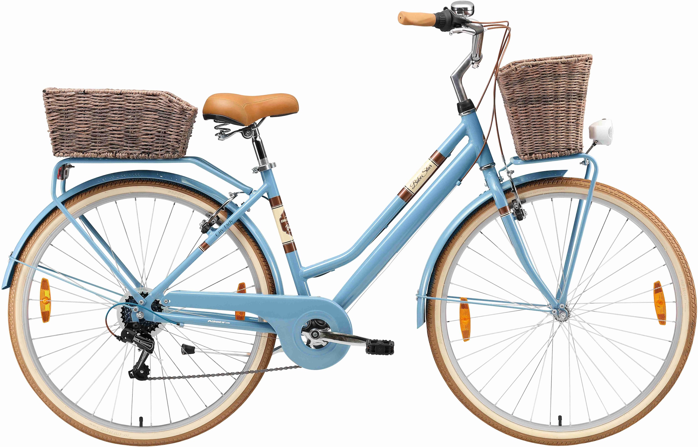 Bikestar Cityrad 7 Gang Shimano RD-TY21 Schaltwerk Kettenschaltung für Damen, Kettenschaltung