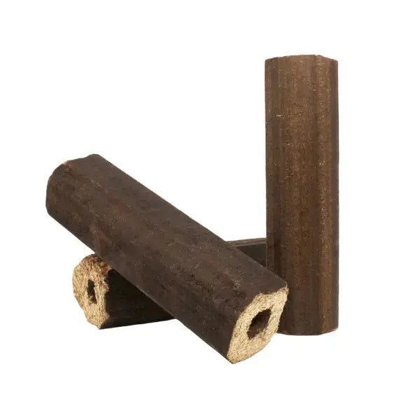 Heizfuxx PiniKay Octagon Holzbriketts Hartholz – 960 kg Palette (96×10 kg), Heizwert ≥4,8 kWh/kg, achteckig mit Loch