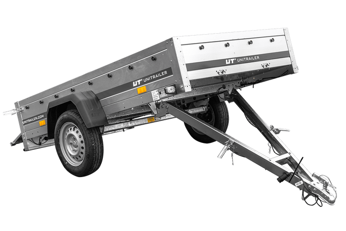 Pkw Transport Anhänger 230×125 Garden Trailer 230 KIPP mit Laubgitteraufsatz, blauer Flachplane, Planenträgern und Stützrad-Neu