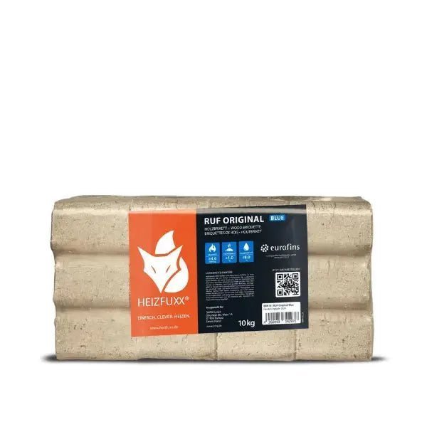 Heizfuxx RUF Original Blue Holzbriketts Hartholz – Heizwert ≥4,8 kWh/kg, geringe Restfeuchte, Premium RUF-Briketts