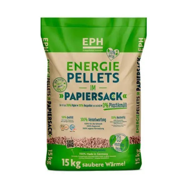 EPH Holzpellets ENplus A1 – 975 kg Palette (65×15 kg), Heizwert ≥4,6 kWh/kg, Nadelholz, 6 mm
