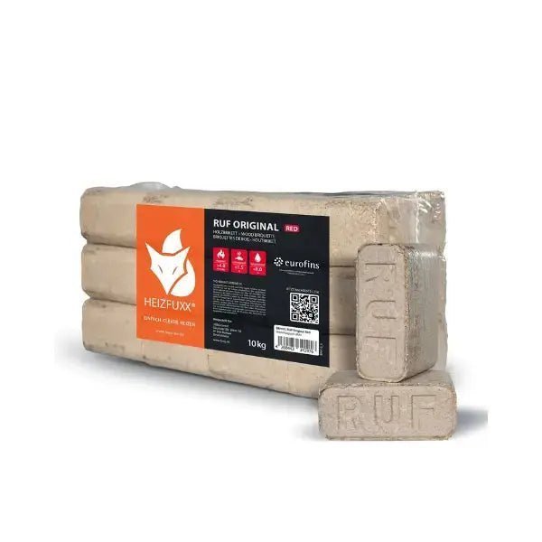 Heizfuxx RUF Holzbriketts Hartholz – 960 kg Palette (96×10 kg), Heizwert ≥4,8 kWh/kg, RUF-Form