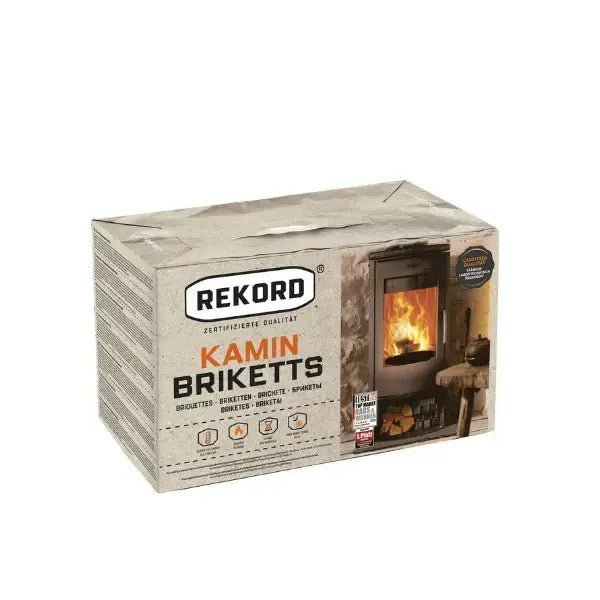 Rekord Braunkohlebriketts – 900 kg Palette (90×10 kg), Heizwert ca. 5,3 kWh/kg, Kamin- & Ofenbriketts