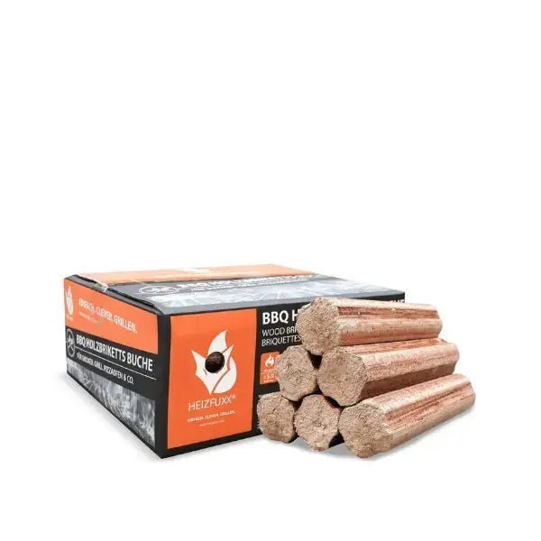 Heizfuxx BBQ Buchenholzbriketts – 972 kg Palette (54×18 kg), Heizwert ≥4,8 kWh/kg, Buche, Grillbriketts
