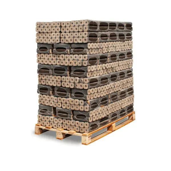 Heizfuxx PiniKay Quadro Holzbriketts Hartholz – 960 kg Palette (96×10 kg), Heizwert ≥4,8 kWh/kg, Vierkant mit Loch