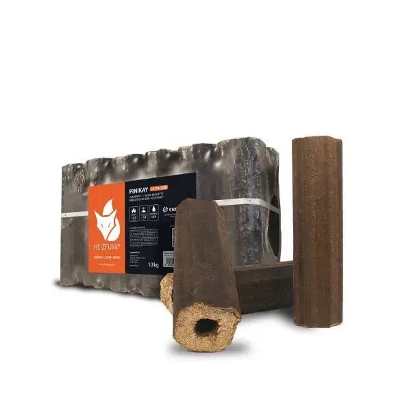 Heizfuxx PiniKay Quadro Holzbriketts Hartholz – 960 kg Palette (96×10 kg), Heizwert ≥4,8 kWh/kg, Vierkant mit Loch